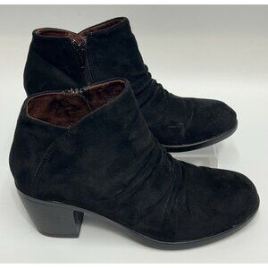BOC Born Concept Boots Womens 8M Black Ruched Ankle Bootie Side Zip Suede